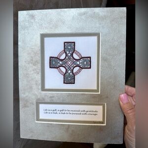 NIP Original Signed Embroidery Art by Jane Good 1/1. Galway Ireland Cross
